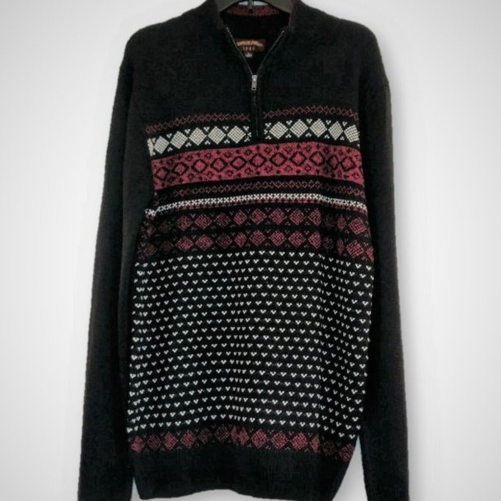 Ministry of Fashion Mens 1/4 Zip Black Sweater  L
